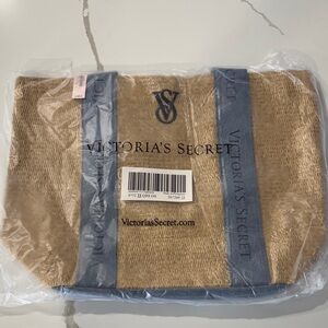Victoria's Secret Straw and Denim Tote NWT